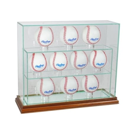 Perfect Cases Perfect Cases 10UPBSB-W 12 Baseball Upright Display Case; Walnut 10UPBSB-W